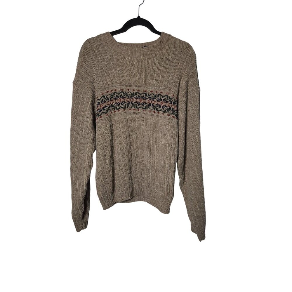 Vintage Scandia Fair Isle Knit Sweater‎ Size Large Winter Grandpa Vtg Retro Warm